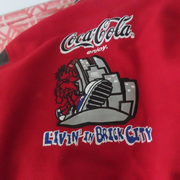 Vintage rare Coca cola livin in brick city Jacket Made In The USA leather wool M